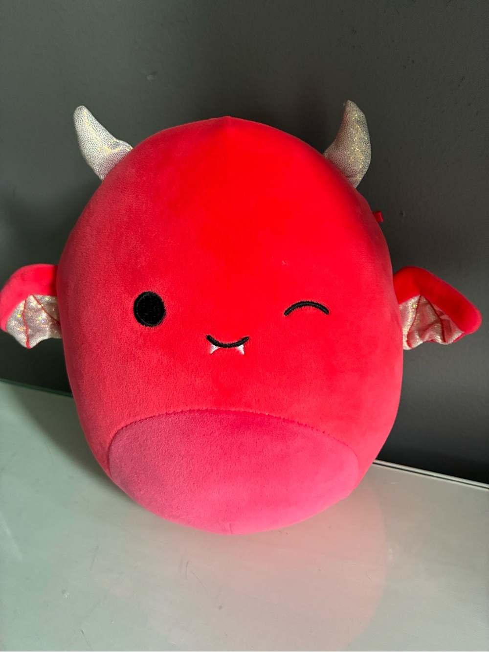 Squishmallows Red Plush Devil Accent Pillow with Shimmer Horns